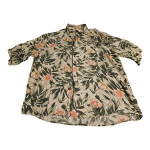 Vtg Hawaiian Shirt Mens L Black Silk Palm Leaves Bruno B